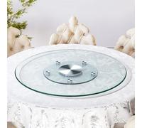 Clear Glass Lazy Susan Turntable for Kitchen Table Countertop, Heavy Duty Rotating Tray with Smooth Swivel Assist