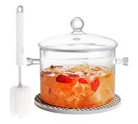 Clear Glass Pot Set for Cooking On Stove - 1.9l/67 Fl Oz Glass Cookware Simmer Pot for Safe for Pasta Noodle, Soup, Milk