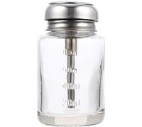 Clear Glass Press Bottle Push Down Dispenser Pump Bottle with Metal Cap and Measuring Scales for Storing Nail Polish Remover and Makeup Remover 3.5/ 100ml