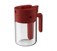 Clear Glass Seasoning Jar with ABS Airtight Lid, Spoon Separated Spice Box with Upright Cover Design for One-Hand Operation, Extended Handle for Easy Serving(Milk coffee color(Wine red)