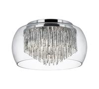 Clear Glass Shade 4 Light Flush Ceiling Fitting With Aluminium Spiral Tubes