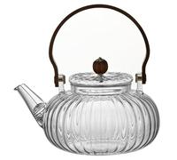 Clear Glass Teapot, 800ml/27oz Glass Tea Kettle with Stainless Steel Filter, Pumpkin Teapot for Blooming and Loose Leaf Tea/Coffee/Housewarming/Gift Clear