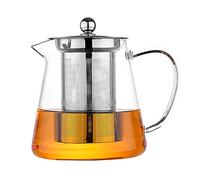Clear Glass Teapot with Infuser,for 1 to 2 People,with Lid,Handle,Strainer,Stovetop Safe Tea Kettle Borosilicate Glass Water Jug Tea Pot Maker for Loose Leaf Tea,Hot/Iced Water (950ML)