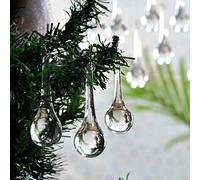 Clear Glass Teardrop Christmas Ornaments - 50 Piece Set - 2.75 Inch Hanging Crystals for Centerpieces, Chandelier Drops, Crystal Decorations