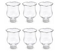 Clear Glass Votive Cups with Peg 6 Pack, Tulip Votive for Candelabra Candle Holder, Home Interior Candle Sconce Glass Replacement Parts, Shabbat Candle Glass Oil Lamp, 4E's Novelty (3.25" Tall)