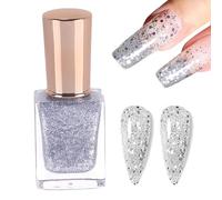 Clear Glitter Nail Polish - Clear Nail Varnish Quick Dry - Highly Shiny & Chip Resistant Shimmer Nail Polish - Glitter Top Coat nail polish for DIY Nail Art, No Need UV Lamp