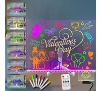 Clear Glowing Reusable LED Drawing Board Planning Board 15.7 * 11.81Inch Acrylic Dry Erase Board Office School Products Desktop Whiteboard 7 Color 3 Lighting Mode Table Lamp Message Board Gift