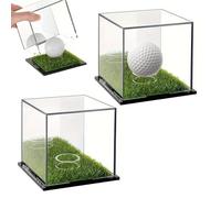 Clear Golf Ball Display - 6-Tier 30 Ball Rack | Hole-in- Showcase | Clear Single Holder Wood Base Grass Pad, Transparent Storage Box Cube, Dust Protection Square Cabinet Enthusiast Gift