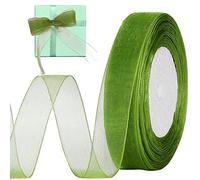 Clear Green Organza Chiffon Ribbon, 20mm x 45m - Sheer Green Organza Fabric for Gift Wrapping, Sewing, Wreath Bows, Wedding Decorations