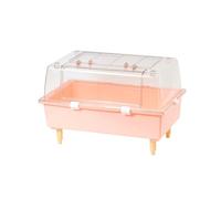 Clear Hamster Cage DIY Small Animal Cage Breathable Dwarf Hamster Habitat Plastic Pet House for Rodents Guinea Pigs Mice Mouse(Rose)
