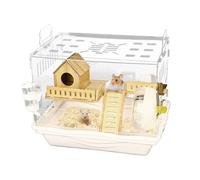 Clear Hamster Cage - See Through the Habitat, Small Pet Crate | Standard Size Airy Boxes with Vent Holes, Transparent Cosy House for Cricet
