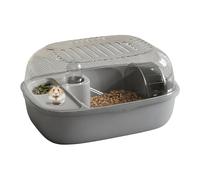 Clear Hamster Habitat - Portable Small Animal Cage, Running Wheel Feeding Bowl, Fun Tunnel, Clean Pet House for Home Appartment Dorm Travel Outdoor Indoor, Comfortable Hamster Playground, 12.2 Inch