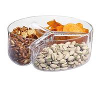 Clear Hand Crafted Glass Trio Snack and Dip Bowl Container 30 cm