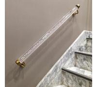 Clear Handrail for Indoor Stairs, Heavy Duty Safety Banister Grab Bar for Seniors, Disabled & Kids, Modern Hallway Loft Step Wall Balusters 20 18 16 14 12 10 8 6 4 3 2 Feet,Gold Fittings,4.8m/15.7ft/