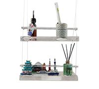 Clear Hanging Wall Shelves with Rope, Window Plant Shelf, Plastic Storage Shelf Plant Display, Acrylic Indoor Floating Plant Storage Holders for Living Room Kitchen, Bathroom Over The Toilet(2 layers)