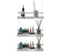 Clear Hanging Wall Shelves with Rope, Window Plant Shelf, Plastic Storage Shelf Plant Display, Acrylic Indoor Floating Plant Storage Holders for Living Room Kitchen, Bathroom Over The Toilet(3 layers)