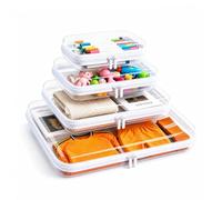 Clear Hard Shell Zipper Case, Crush-Proof Clear Zipper Pouches, TSA Approved Travel Toiletry Bag, Waterproof Makeup Bag & Diaper Bag, Organizer Bins for Toy Storage, Travel Accessories XL+L+M+S-White