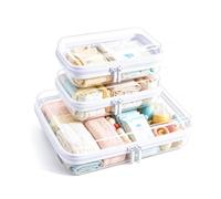 Clear Hard Shell Zipper Case, Crush-Proof Clear Zipper Pouches, TSA Approved Travel Toiletry Bag, Waterproof Makeup Bag & Diaper Bag, Organizer Bins for Toy Storage, Travel Accessories L+2S White