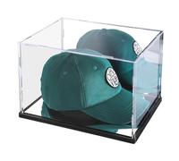 Clear Hat Display Case with Mirror Background,Acrylic Baseball Cap Holder Stand Transparent Hat Storage Box Dustproof Square UV Protection Cabinet with Mirror Base(10.2x8.2x7 inch)