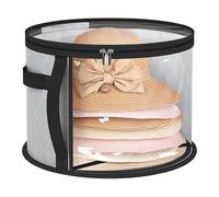 Clear Hat Storage Box | Clear Large Capacity Cowboy Hat Box | Foldable Organizer with Lid and Carrying Handle for Cap Display Wardrobe Closet Cabinet Bedroom Dorm Room Garage