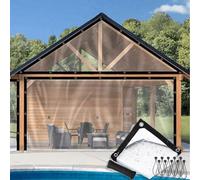 Clear Heavy Duty Tarp, 14x24 FT/Transparent Waterproof Tarpaulin with Eyelets, 168x288 inch Tarps Cover for Outdoor Garden Plant Rainproof Covering, Ball Bungee Cords