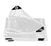 Clear Heavy Duty Tarpaulin 120 x 155 cm Waterproof UV Resistant Heavy Duty Outdoor Transparent Tarp Sheet with Eyelets and Rope for Garden Patio Lawn Boats Truck Rv Car, White