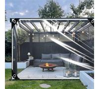 Clear Heavy Duty Tarpaulin 2.3 x 4.9 m Heavy Duty PVC Windproof Waterproof Plastic Clear Tarp Cover with Eyelets and Rope for Rabbit Hutch Chicken Coop, White