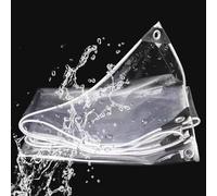 Clear Heavy Duty Tarpaulin Waterproof 120 x 155 cm Heavy Duty PVC Windproof Waterproof Outdoor Transparent Cover with Eyelets and Rope for Rabbit Hutch Chicken Coop, White