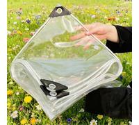 Clear Heavy Duty Tarpaulin Waterproof 255 x 395 cm Waterproof UV Resistant Heavy Duty Outdoor Transparent Tarp Sheet with Eyelets and Rope for Rabbit Hutch Chicken Coop, White