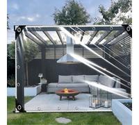 Clear Heavy Duty Tarpaulin Waterproof 3.5 x 5 m Heavy Duty PVC Windproof Waterproof Plastic Clear Tarp Cover with Eyelets and Rope for Rabbit Hutch Chicken Coop, White