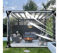 Clear Heavy Duty Tarpaulin Waterproof 3.6 x 4.5 m Heavy Duty PVC Windproof Waterproof Ground Sheet Gazebo Cover with Eyelets 400G ㎡ for Rabbit Hutch Chicken Coop, White