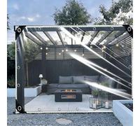 Clear Heavy Duty Tarpaulin Waterproof 3.9 x 7 m Heavy Duty PVC Windproof Waterproof Transparent Pergola Covers with Eyelets 400G ㎡ for Rabbit Hutch Chicken Coop, White