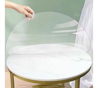 Clear Heavy Duty Vinyl Table Protector 135x135cm, Clear Plastic Thick Tablecloth, Transparent Round Table Covers Pads, Waterproof Oil Proof Circle Glass Desk Mat Cover