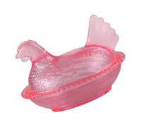 Clear Hen Figurine Trinket Box with Lid for Easter Party Desktop Ornaments Hen on Nest Candy Jar with Lid Desk Decors