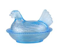 Clear Hen Figurine Trinket Box with Lid for Easter Party Desktop Ornaments Hen on Nest Candy Jar with Lid Desk Decors