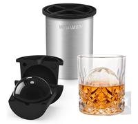 Clear Ice Cube Maker - 2.5" Ball - Stainless Steel Clear Ice Maker - Compact Design - for Old Fashioned Whiskey Gifts, Cocktail, Bourbon