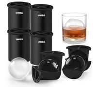 Clear Ice Cube Maker, 2.5" Stainless Steel Crystal Clear Ice Ball Maker, Non-BPA Silicone Ice Cube Molds for Whiskey Easy Release Ice Maker, Bourbon Gifts for Men (Black, 4 PACK)