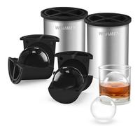 Clear Ice Cube Maker, 6.4 cm Ice Balls, Ice Ball Maker from Crystal Clear Stainless Steel, BPA-Free Premium Silicone Ice Cube Trays for Whisky and Cocktails (2 PACK)