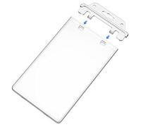 Clear ID Badge Holder Hard Plastic ID Holder for Lanyard by Fallen One, Permanent Locking, Vertical, 10 Pack