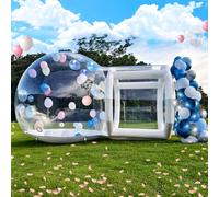 Clear Inflatable Bubble House Dome Tent with Tunnel - Includes 550W Air Blower & 600W Air Pump, Perfect for Parties & Play, Christmas (White, 10FT/3M)
