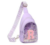 Clear Initial Sling Bag for Gilrs Cute Crossbody Bag Waist Pack Personalized Birthday Gifts for Girls Kids Mothers Day Gifts, R, S, Casual