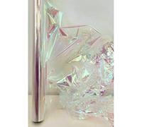 Clear Iridescent Cellophane Wrapping Gift Paper Opal Translucent Cello Birthday Hamper Wrap film Fairy Wings See-through Plastic Luxury Covering (15m ROLL)