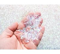 Clear Iridescent Crispy Bingsu Beads for Crunchy Slime, Iridescent Straw Beads, 3D Glitter, Slime Supply (50 Gram Bag)