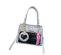 Clear ITabag School Bag PU Leather Clutch Bag Japanese Styles Crossbody Bag Uniform Handbag for Pin Exhibition Large Capacity ITABAG Clear Pin Display Bag Handbags Bag, silver, Eine Größe