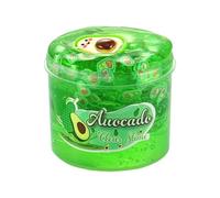 Clear Jelly Crunchy Slime Kit, Soft & Non Sticky Fluffy Butter Slimes Set for Girls Boys Kids, DIY Crystal Glue Boba Slime with Cute Fruit Charms, Sludge Toy Party Favors (Green, 100ML)