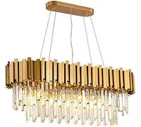 Clear K9 Crystal Chandelier - 90Cm Modern Rectangular Chrome - Hanging for Dining Room Livingroom Foyer Lounge Kitchen - Chandelier Gold
