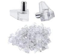 Clear Kitchen Cabinet Shelf Supports Pegs, 50pcs Transparent Plastic Studs with Metal Pin for Cupboard Shoe Rack Glass Layer Board, 5mm Diameter