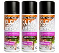 Clear Lacquer Spray Protects & Seals Multi Surface Use Matt 3 x 400ml ProKleen Clear One Size