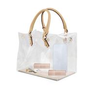Clear Large Bag - Transparent Tote Bag, Heavy Duty PVC Shoulder | Stadium Approved Clears, Heavy Dut, Waterproof Travel Handbag, Stadium Event for Work, Beach, Gym, School Transparent Tote