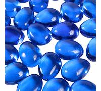 Clear Large Oval Pebbles Mixed Transparent and Coloured Stones Aquarium Marbles Table Scatter Stones Decorative Nuggets Vase Filler Beads Plant Pot Decoration 26pcs (Blue)